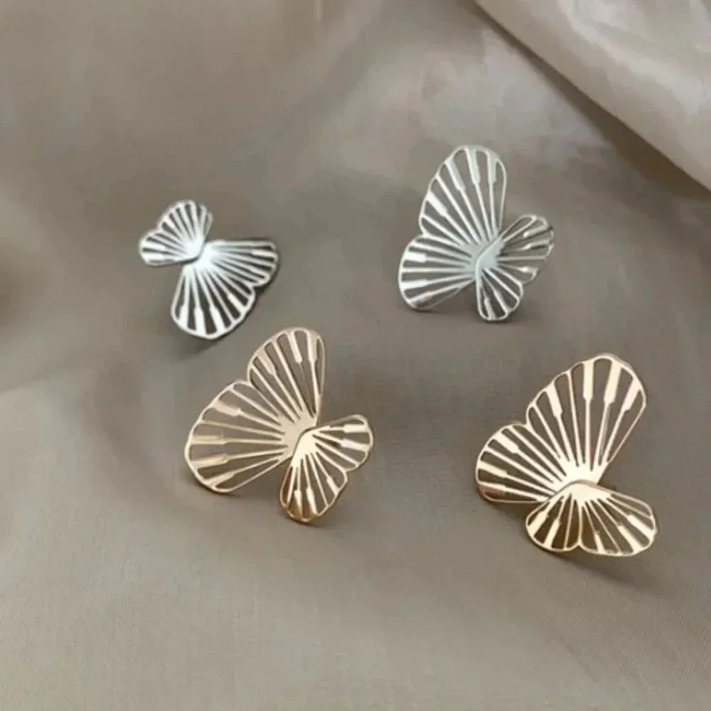 925 Sterling Silver Butterfly Wings Jacket Stud Earrings (Silver or Gold)